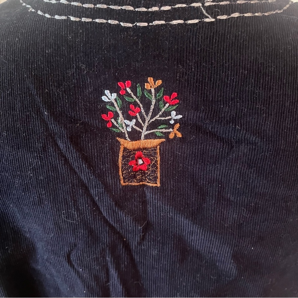 Vintage Van Heusen Corduroy Embroidered Medium Cottagecore Vest Garden Floral - Picture 14 of 15